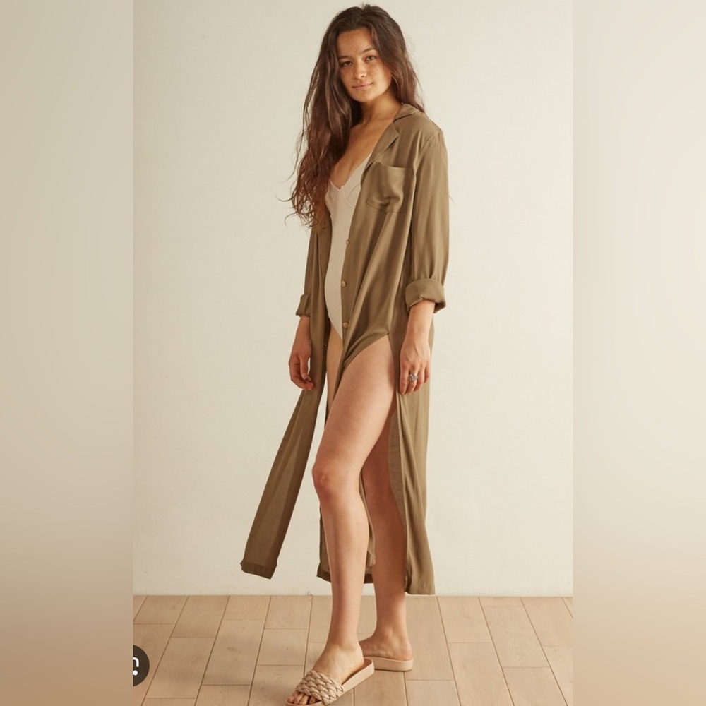 The ODELLS Ella Placket Tunic Maxi Shirt Cover-Up Dress Small